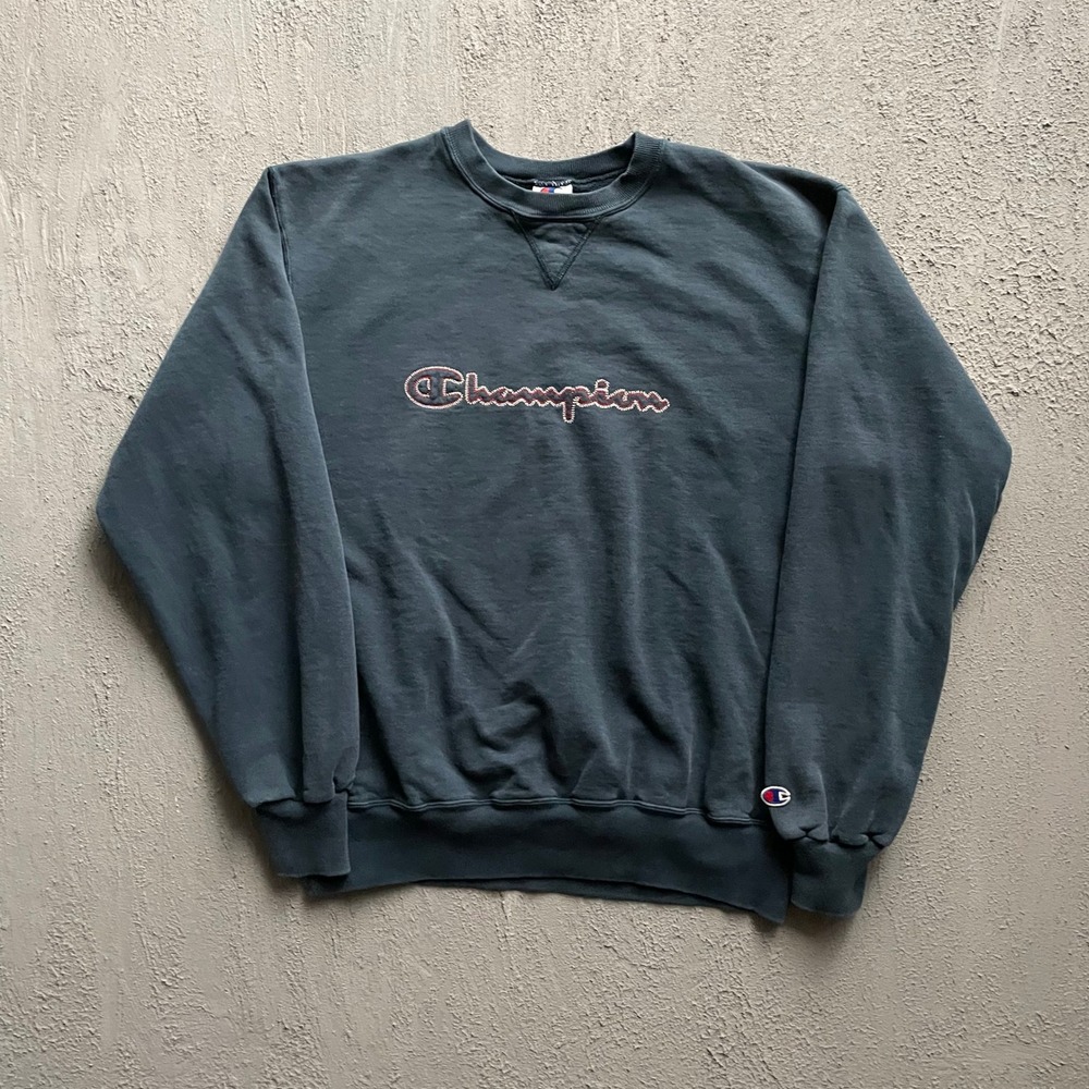 Vintage Champion Sweatshirt Men Large Blue 90s